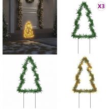 Vidaxl - Décoration lumineuse arbre de Noël piquets 3 pcs 50 led 30 cm - Décorations De Noël - Éclairage De Noël - Lumières De Noël - Sapin De Noël