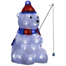 Décoration lumineuse led extérieur Ours pêcheur H39 cm