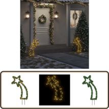 Décoration lumineuse météore de Noël avec piquets 80 led 62 cm - Décoration Noel - Éclairage Exterieur - Lumières Festives - Meteore Luminaire