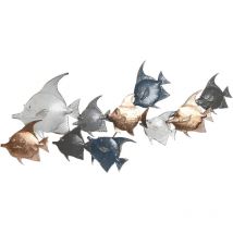 Décoration murale Dkd Home Decor métal poisson multicolore (90 x 5 x 37 cm)