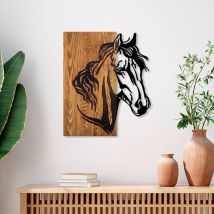 Asir Group Llc - Décoration murale en bois et métal Walnut Cheval