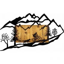 Hanah Home - Décoration murale en bois et métal Walnut Cycliste