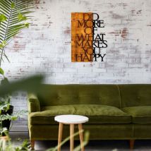 Asir Group – Décoration murale en bois et métal – Marron et Noir – Do More Of What Makes You Happy