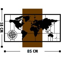 Décoration murale en bois et métal Walnut Mappemonde