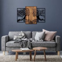 Asir Group – Décoration murale en bois et métal Walnut – 79 cm x 125 cm – Matières, Style