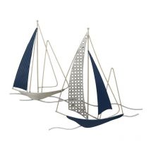 Pier Import - Décoration murale en métal 2 bateaux bleu cobalt et gris