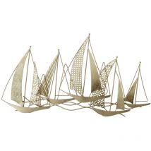Pier Import - Décoration murale en métal 5 voiliers dorés