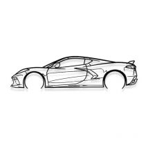 Shape Paris - corvette C8 - décoration murale en métal - Silhouette de voiture, Œuvre d'Art Iconique rétro et pour la Décoration d'Intérieur de vos