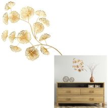 Décoration Murale Fleur en Métal – Or – L. 35 x l. 2,2 x H. 54 cm – Matières : Métal & Fer