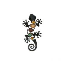 Décoration murale Gecko en métal, Sculpture suspendue d'art de jardin en lézard, décoration extérieure pour la maison, la cour ou la clôture(Gauche)