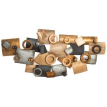 DKD Home Decor Decoration de Wall Modern circles de the Brand, Grey and Copper, de Metal (109 x 7 x 53 centimètres)