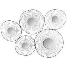 Atmosphera Créateur D'intérieur - Décoration murale métal 5 miroirs noir