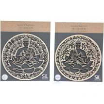 SIL - Décoration murale ronde Bouddha 40 cm en bois sculpté