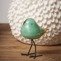 Décoration oiseau verre métal verre 11x9x14cm