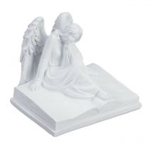 Relaxdays - Décoration pour une tombe, résiste aux intempéries et au gel, en polyrésine, hlp : 15x17,5x15,5 cm, blanche