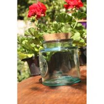 Lampe solaire pot nature verre et liège Edito avec filament 20 leds