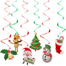 Décorations de Noël à suspendre – 12 pièces avec 12 cartes - Serpentins brillants - Décorations de fête de Noël pour intérieur et extérieur, magasin,