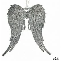 Ornement de Noël Ailes of Ange en plastique argenté pailleté 13 x 14,5 x 2,5 cm (24 pièces) - Krist+