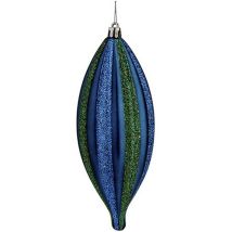 Décoration De Noël - Allongée - 8,5 X 3,5 X 19 Cm - Bleu Et Vert - Pvc
