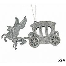 Ornement de Noël Argent Paillettes Plastique Chariot Magique 15.5 x 8.5 x 4.5 cm (24 pièces) - Krist+