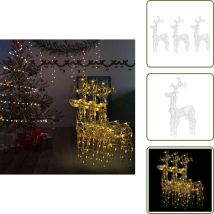 Décorations de Noël de renne 3 pcs 60x16x100 cm Acrylique - Décorations De Noël - Lumières De Noël - Renne Lumineux - Éclairage Extérieur