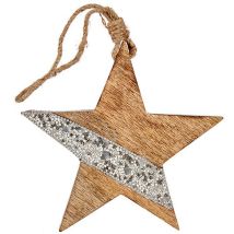 Décoration De Fête - Argenté - Étoile En Bois - 17x2,5x34 Cm - Noël - Objets Décoratifs