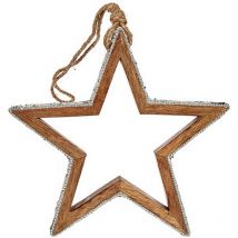 Ornement de Noël star glitter star silhouette 23 x 2.5 x 40 cm silver wood