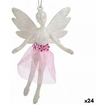 Ornement de Noël fée White Glitter Plastic 8 x 12 x 5 cm (24 pièces) - Krist+