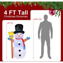 Kkmoon - Décorations de Noël Gonflables Extérieures 4 Pieds - Bonhomme de Neige Gonflable Étanche avec Lumières led Tournantes, Piquets et Cordes