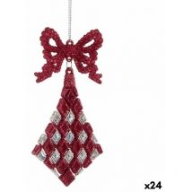 Ornement de Noël Fuchsia Rhombus Bow Glitter Plastic 7.5 x 1 x 15.5 cm (24 pièces) - Krist+