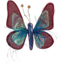 Ornement de Noël papillon 14 x 3 x 18 cm bleu rose