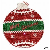 Krist+ - Ornement de Noël Boule suspendue of Christmas Tinsel led Light White Red Polypropylene Pet 40 x 5,5 x 40 cm (12 pcs)
