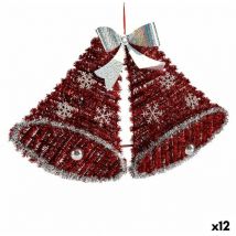 Krist+ - Ornement de Noël Cloches suspendues Guirlande led Light White Red 52 x 31,5 x 7,5 cm (12 pcs)