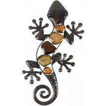 Décorations murales en métal Gecko décorations de jardin lézard extérieur pour patio ou clôture, 15 pouces de long