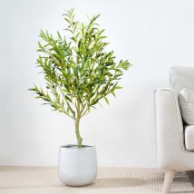Mcc Direct - Decorative Artificial Olive Tree with Plastic Planter and Artificial Moss 100cm