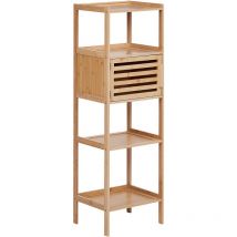 Decorative Bamboo Bathroom Shelving Unit Bathroom Storage 4 Shelves 1 Door Light Wood Lafayette