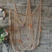 Decorative fishing net, beach and seaside style, wall decoration with seashells, Mediterranean style door decoration, nautical style stickers 12m
