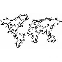 Decortie - Decorazione Artistica Mappa del Mondo in Metallo Nero da Parete 110 x 61H cm