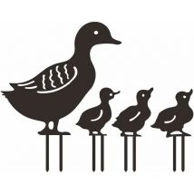 Einemgeld - Pali da giardino a forma di anatra in metallo da 4 pezzi - Decorazione da giardino a forma di animale - Accessori decorativi per prato