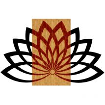 Decorazione in Metallo e Legno Lotus, Metallo, Legno, Nero, Marrone, 78x1,8x50 cm