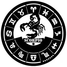 Decorazione in Metallo Oroscopo Scorpione, Metallo, Nero, 50x0,15x50 cm