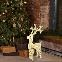 Stehendes Rentier Acryl Kristallen, h 70 cm, 100 LEDs warmweiß transparentes Kabel, Dauerlicht, 24VTrafo inkl., innen/außen