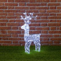Renna natalizia di cristalli acrilico acp 200 led bianco caldo luce fissa 24v h 70cm
