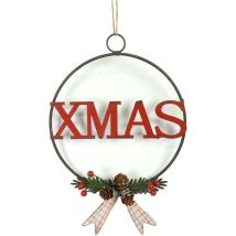 Vacchetti - Decorazione metallo xmas rosso cm18x3x27