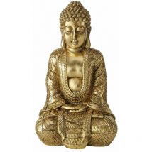 Decorazione per la casa Figura di Buddha soggiorno figura decorativa, scultura asiatica, resina sintetica oro, LxLxA 12x10x20 cm