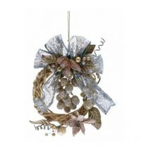 Ingrocart - Decorazione per porta corona natalizia 30 cm - colore oro - addobbo di natale