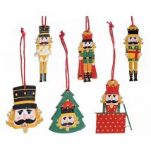 Decorazioni Natalizie per la Casa e l'Albero in Legno Addobbi Natalizi a Forma di Schiaccianoci Set 48 Pezzi Altezza 5,5 Cm