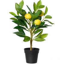 Decoris Citronnier artificiel de 43 cm en pot, plante artificielle, citron, décoration de printemps, décoration de été, plante de agrumes, jaune et