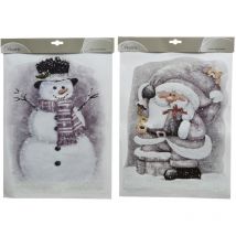 Decoris - Kaemingk Fensterbilder Schneemann Weihnachtsmann 10 X 29,5 X 40 Cm Bild
