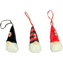 Hermet - a.c. Milan, Tris di Gnomi Natalizi, 3 Folletti, Altezza 10 Cm, Decorazioni Albero Di Natale, Rosso e Nero, Prodotto Ufficiale Milan
